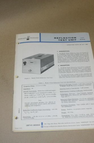 HP Hewlett Packard 8741A Reflection Test Unit Operating manual Operator's User