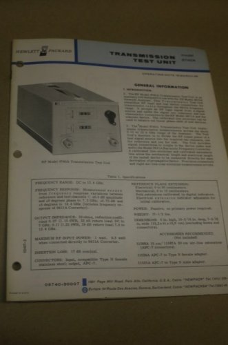 HP Hewlett Packard 8740A Transmission Test Unit Operating manual Operator's User