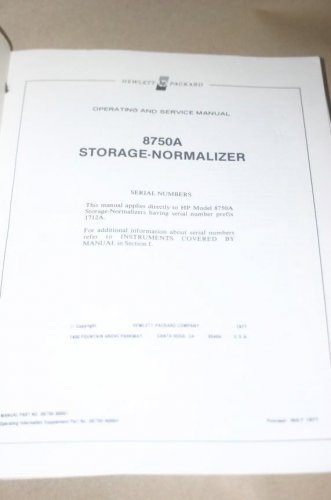 HP Hewlett Packard 8750A Storage Normalizer Operating/service manual 90016