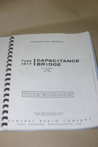 Genrad 1617 Capacitance Bridge Instruction Operating Guide Manual general Radio