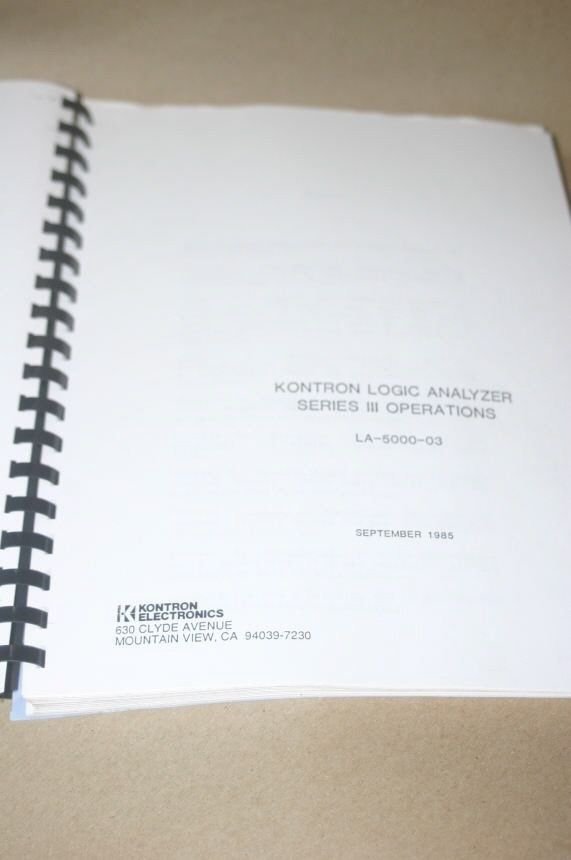 Kontron Logic Analyzer Series III Operating Operations Users Guide la500003