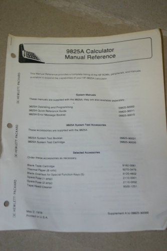 HP 9825A Calculator Manual Reference Supplement A to 09825-90000 Manual