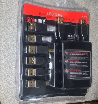 Gigaware 6-in-1 USB Cable with Gold Plated Adapters 2602045 Travel Kit