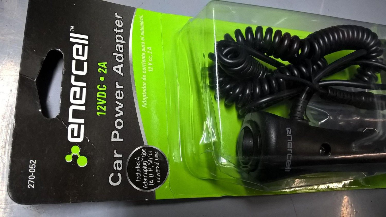 NEW Enercell 12VDC 2A Car Power Adapter 8ft Cord +4 Adaptaplug Tips 270