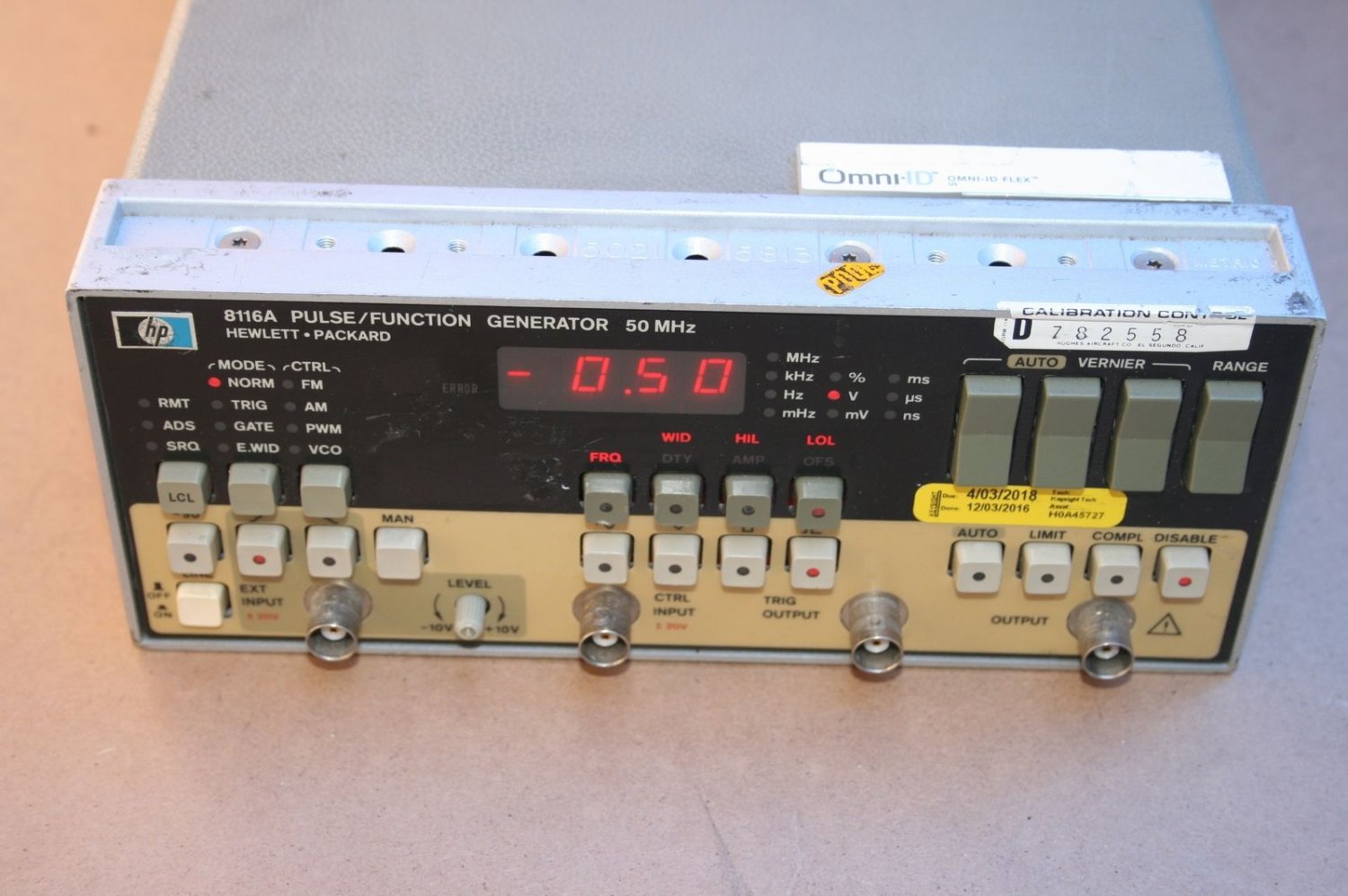 HP Agilent Keysight 8116A Pulse / Function Generator 50MHz w/ HPIB GPIB 2708A