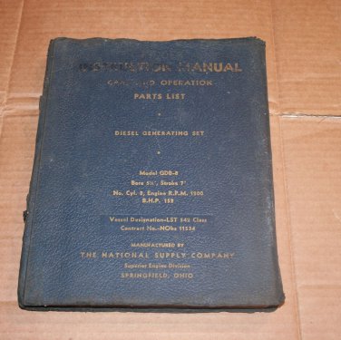 'National Supply Co Instruction Manual GDB-8 diesel Generator manual+Parts List