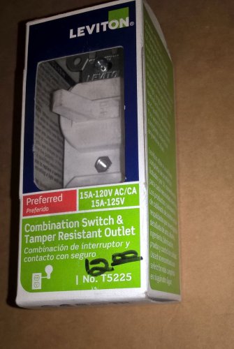 Leviton White TAMPER RESISTANT Wall Toggle Light Switch Outlet 15A T5225