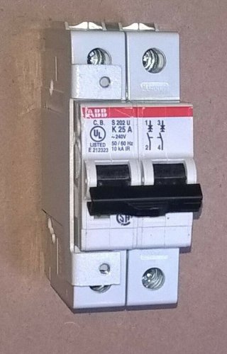ABB S202U-K25A 2-Pole Circuit Breaker 25A, 240V, 50/60Hz