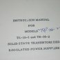 NJE Corp  Power Supplies Unlimited  Models TR-18-3 & TR-36-2  Instruction Manual