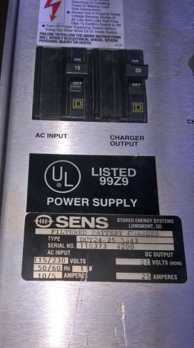 Stored Energy Systems SENS 24V DC 25A Filtered Battery Charger DCT24-25-A643