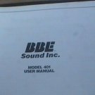 BBE 401 SONIC MAXIMIZER USER INSTRUCTION OPERATING MANUAL