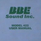 BBE 422 SONIC MAXIMIZER USER INSTRUCTION OPERATING MANUAL