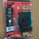 L1430RCCV3 30-Amp Self-Grounding Locking Single Outlet Receptacle Black Pass &Se
