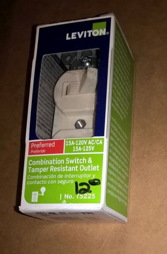 Leviton Light Almond TAMPER RESISTANT Wall Toggle Light Switch Outlet 15A T5225