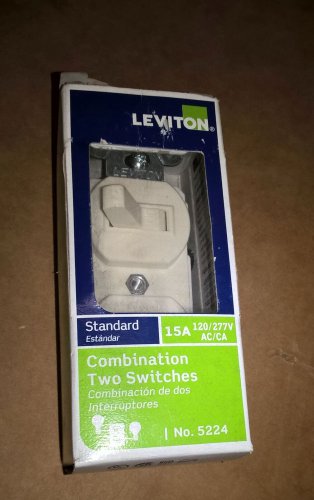 Leviton Light Almond Double Wall Light Switch Duplex Toggle 15A Bulk 5224-2T
