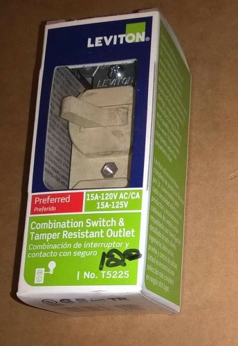 Leviton Ivory TAMPER RESISTANT Wall Toggle Light Switch Outlet 15A Bulk T5225-I