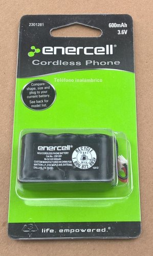 ENERCELL 3.6V/600MAH NI-CD BATTERY FOR GE 5-2729 2301281 NEW  23-1281 230-1281