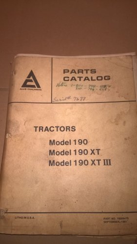 Allis Chalmers 190 XT III Tractor Parts Catalog 79006410 1981