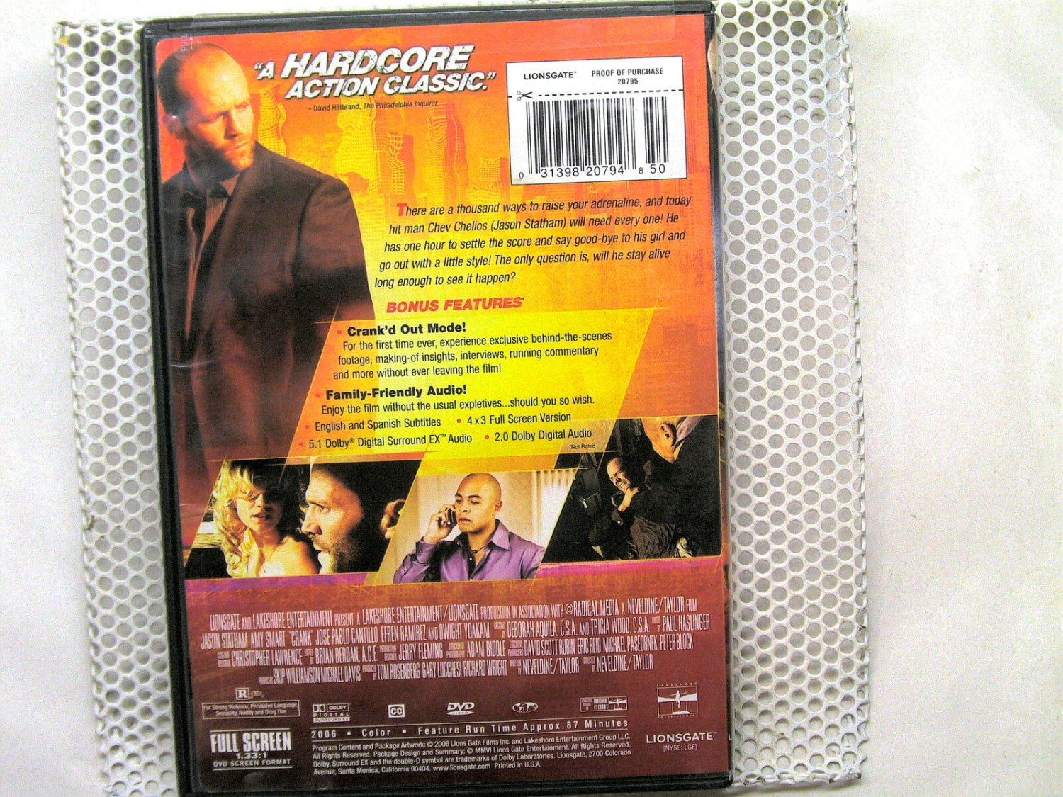 Crank Jason Statham Amy Smart Full Screen Dvd 9454