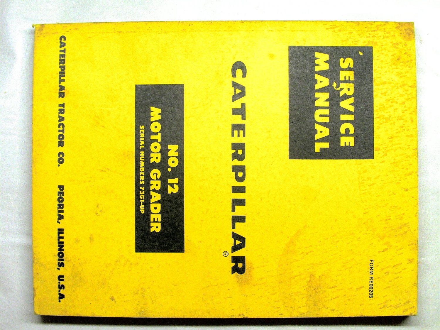 CAT CATERPILLAR NO 12 MOTOR GRADER REPAIR SERVICE SHOP BOOK MANUAL SN ...