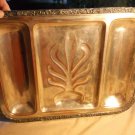 Antique Silver Tray Ornate Trim Heavy Copper with Silver Plate 20 x 16 Vintage