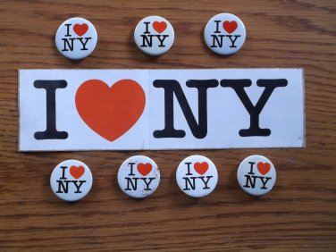 I Love NY Bumper Sticker Pinbacks Vintage 1977 Milton Glaser Promotional Items