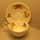 Aynsley Cup & Saucer H 611/6 Yellow Red Rose Gold Flower Pattern Antique Vintage