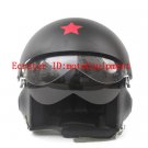 Chinese Military Air Force Matt Black Jet Pilot Open Face Motorcycle Helmet & Visor M / L / XL / XXL