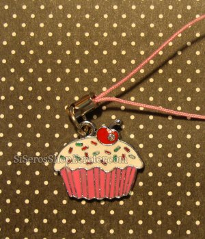 Cute metal CUPCAKE cellphone charm