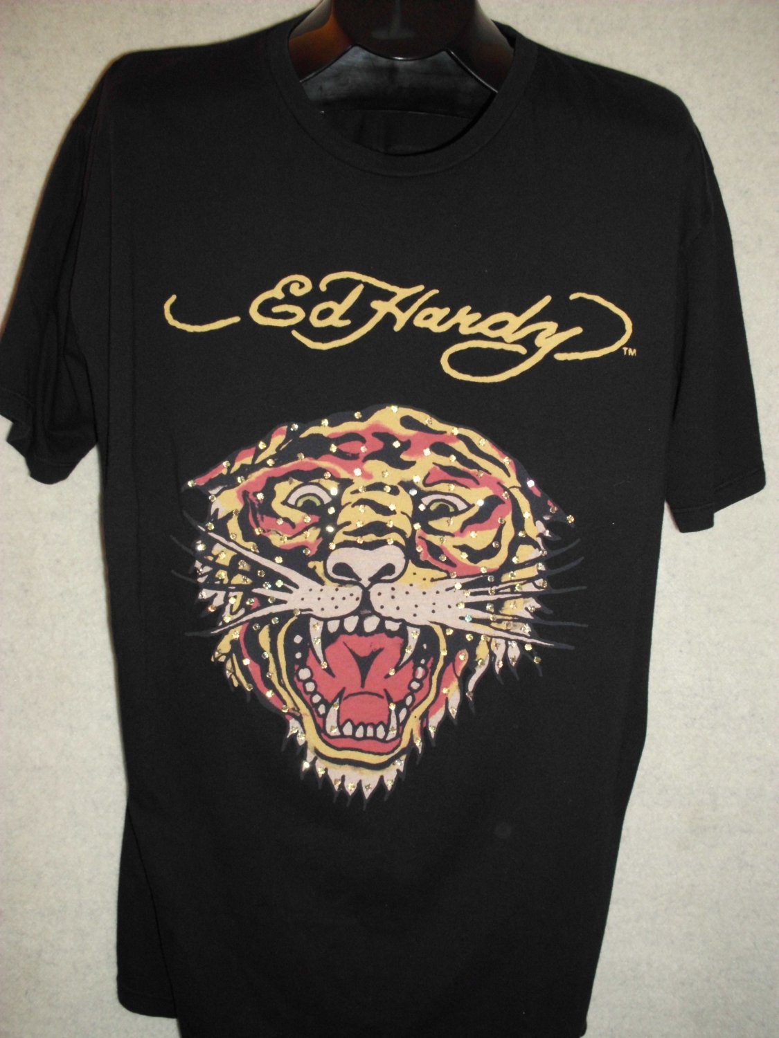 ED HARDY Tiger w/ Rhinestones T-Shirt by Christian Audigier Men's Size XXL