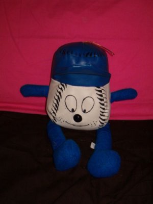 VINTAGE KING PLUSH BLUE & WHITE SOFTBALL BUD* RARE 90'S