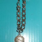 SILVER BRACELET WITH ROUND ROME CHARM 8"