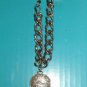 SILVER BRACELET WITH ROUND ROME CHARM 8"