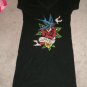 WOMANS ED HARDY BLACK T-SHIRT DRESS W/ RHINESTONES SZ S