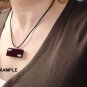 Bamboo Tile Pendant Necklace with Crystals (101)