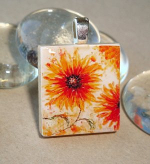 Sunshine Flower Tile Pendant Necklace (6)