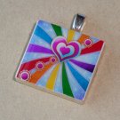 Hearts of Rainbow Scrabble Tile Pendant Necklace