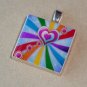 Hearts of Rainbow Scrabble Tile Pendant Necklace