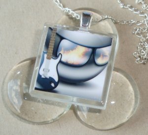 Cool Rocker Dude Glass Tile Pendant