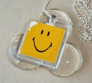 Happy Smile Glass Tile Pendant