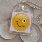 Wink Glass Tile Pendant Necklace