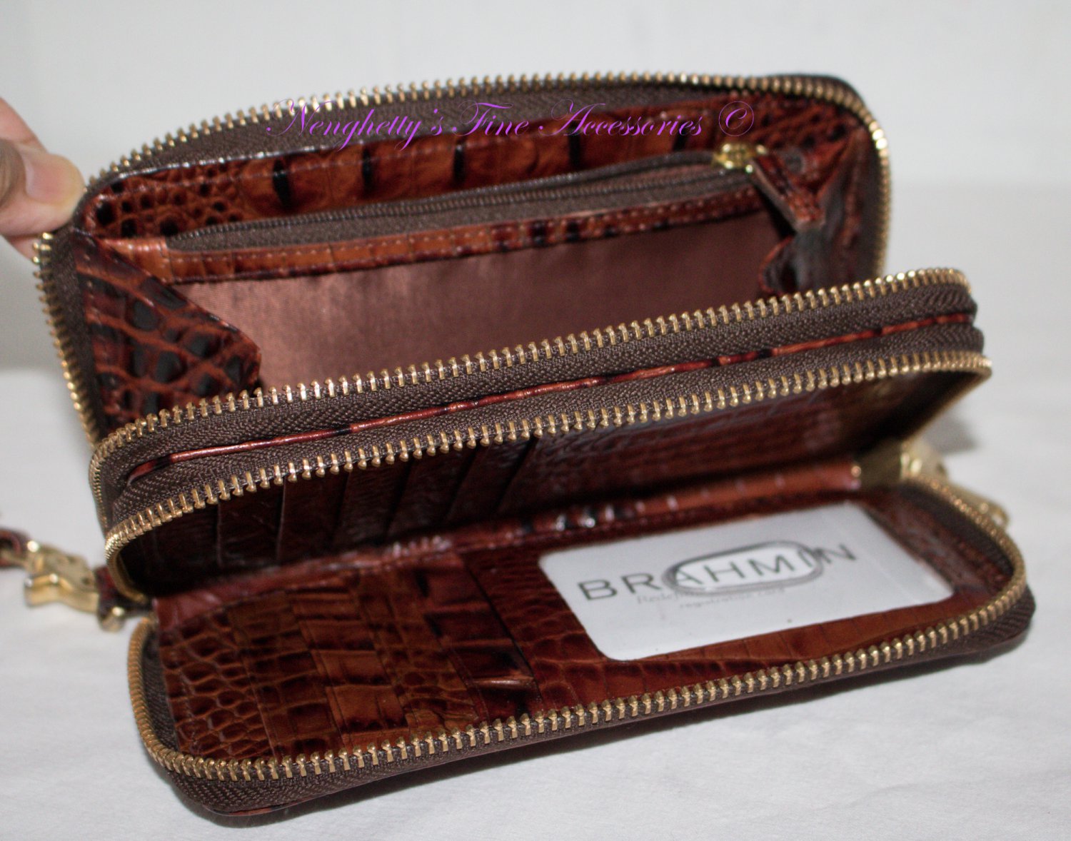 Vintage Brahmin Zoe Double Zip Wristlet Wallet