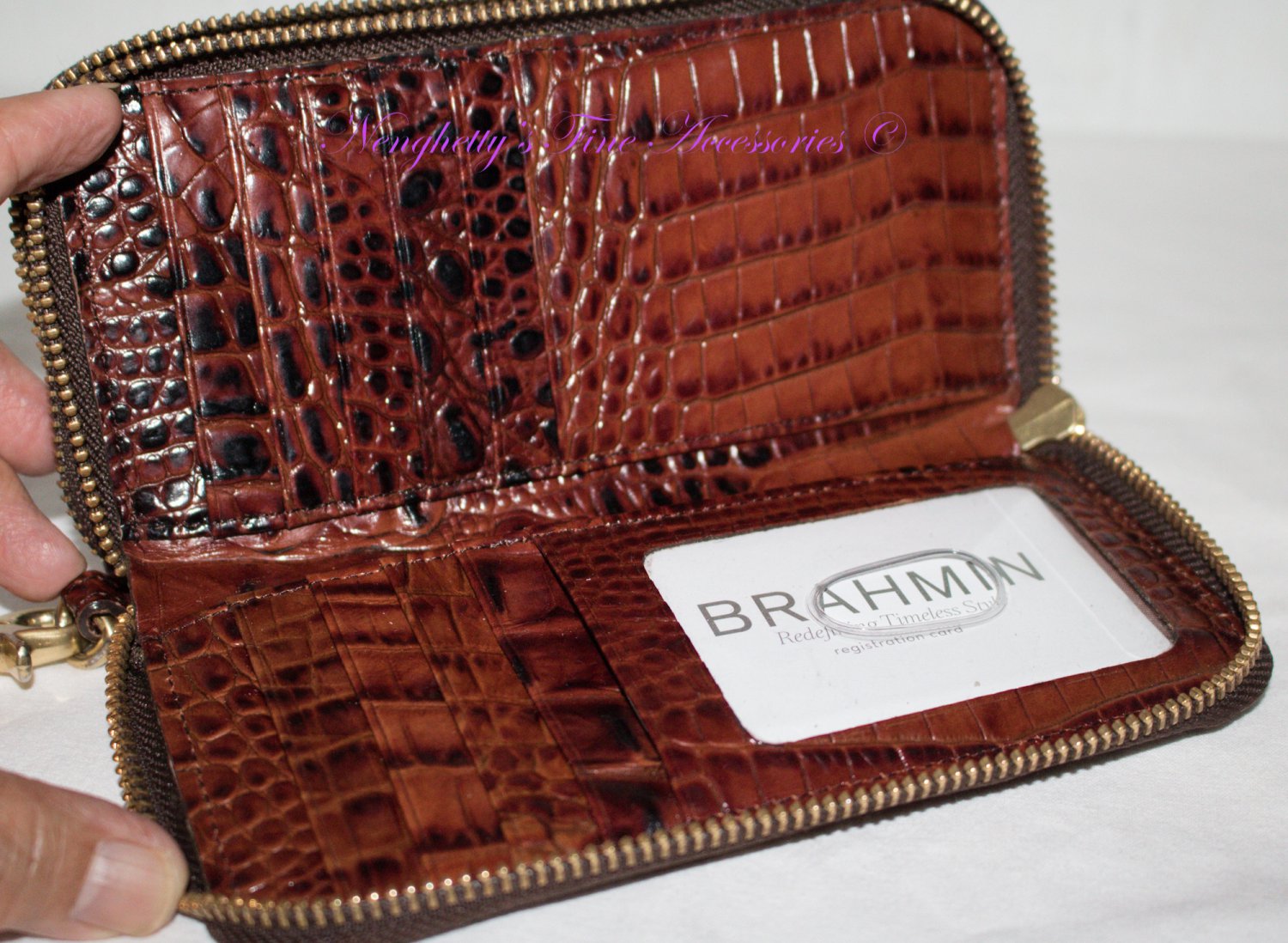 Vintage Brahmin Zoe Double Zip Wristlet Wallet
