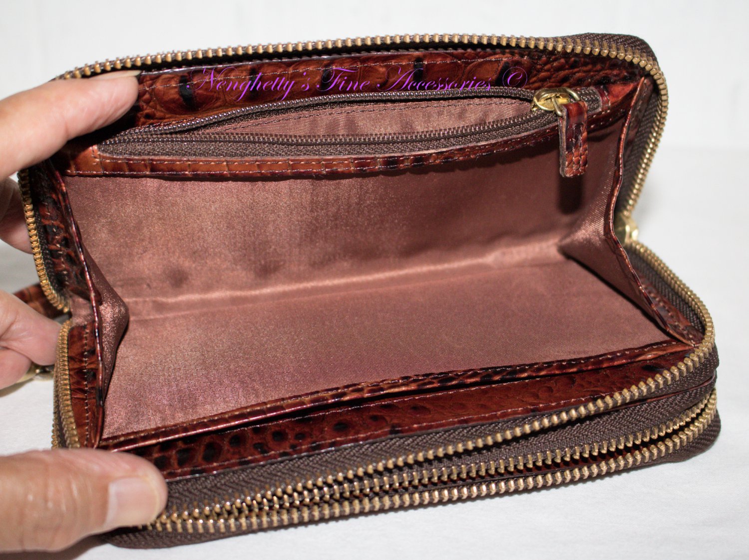 Vintage Brahmin Zoe Double Zip Wristlet Wallet