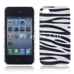 Zebra Animal Print Leather Coated Hard Back Case for iPhone 4