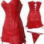 Sexy Black or Red Leather Bustier with Skirt
