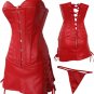 Sexy Black or Red Leather Bustier with Skirt