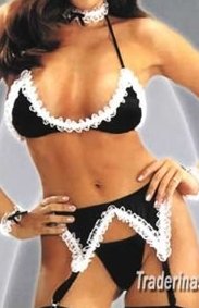 French Maid Bra and Garter Set Costume