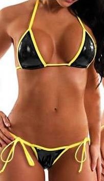 Metallic Triangle Halter Top Micro Bikini