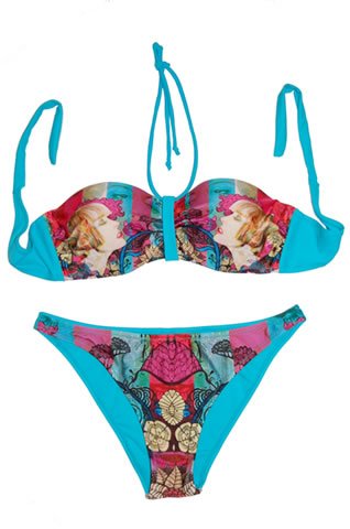 Floral Bandeau Top Bikini (Blue or Ocean Blue)